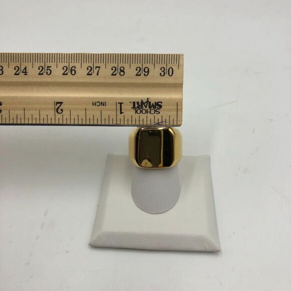 18K Gold Plated Women's Unisex Heavy Statement Ring Square Waterproof Size 8 - Picture 10 of 13